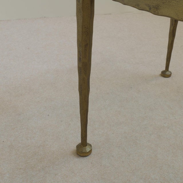 Forged Round Coffee Table with Aquamarine Glass, 1980s For Sale - Image 6 of 8