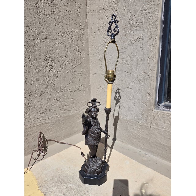 1980s Figural Bronze Patinated Lamp For Sale - Image 5 of 14
