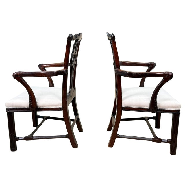 Brown 18th Century Chippendale Mahogany Carver Armchairs, 1760, Set of 2 For Sale - Image 8 of 17