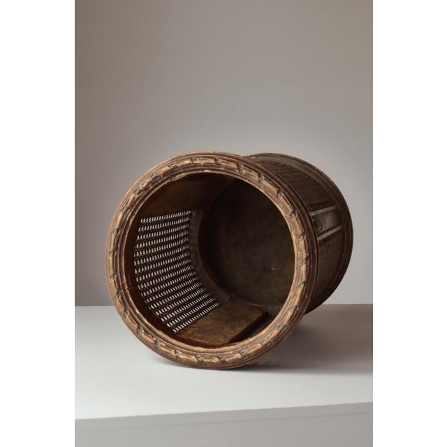 Art Deco Scandinavian Paper Basket in Gilded Wood & Rattan Cane, 1920s For Sale - Image 6 of 11