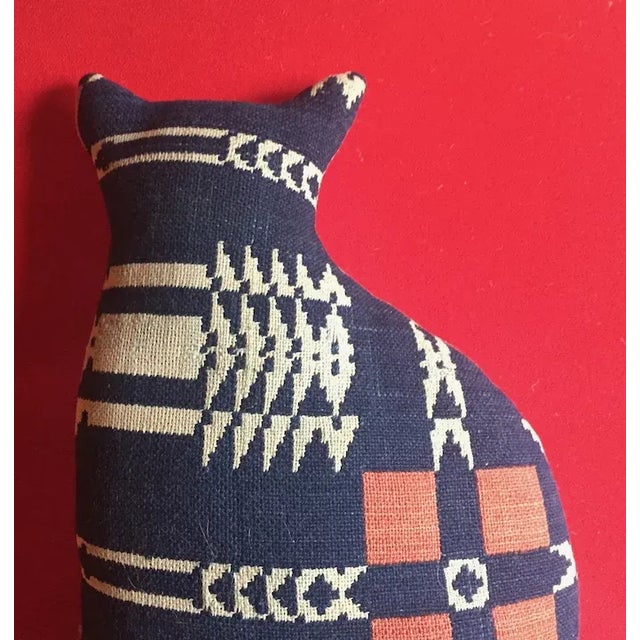 19th Century Americana Folk Art Hand Sewn Cat Pillow For Sale - Image 4 of 10