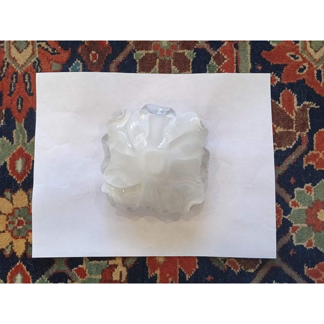 Vintage Murano Attributed Glass Ashtray - Mid-Century Modern Green, Gold and White Sommerso Bullicante Bowl For Sale - Image 10 of 12