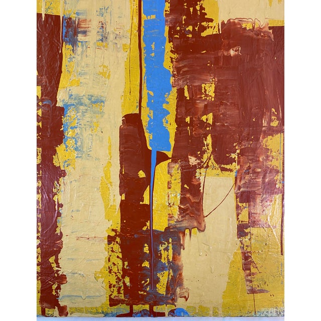 Large Abstract Expressionist Painting by John Frates, Florida, Blue Yellow Red For Sale In Miami - Image 6 of 10