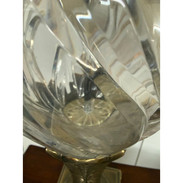 Late 20th Century Cut Glass + Silver Art Deco Table Lamps, Pair For Sale - Image 11 of 12