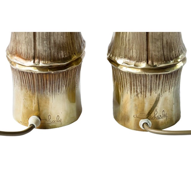 Vintage French Bronze Bamboo Table Lamps by Maison Charles, Set of 2 For Sale - Image 6 of 10