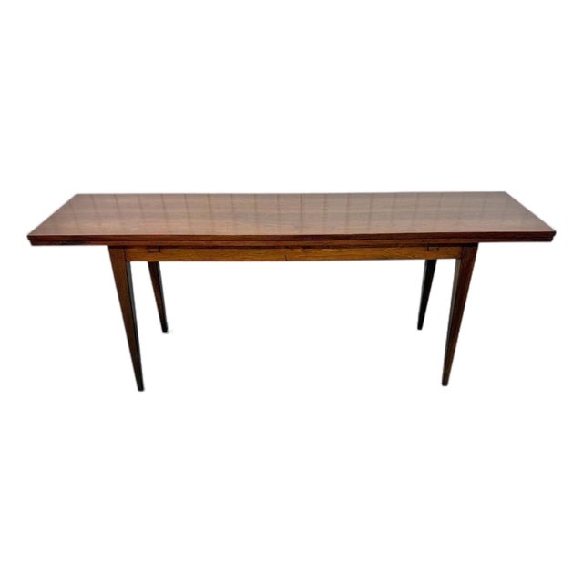Mid-Century Modern Dunbar Flip-Top Walnut Dining / Console Table For Sale