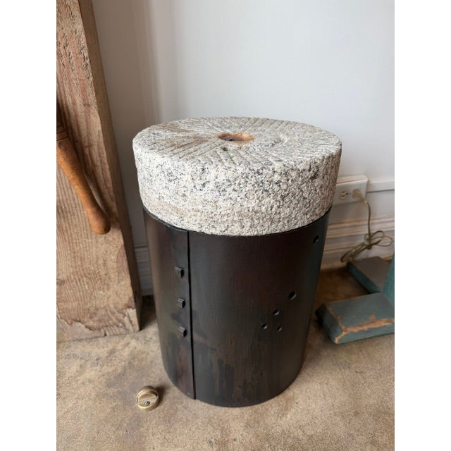 Brutalist Late 19th Century Millstone Side Table With Bronze Base For Sale - Image 3 of 5