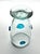 Glass Mexican Aqua Blue Confetti Raised Pebble Mexican Blown Footed Tumbler Glasses - 6 pcs For Sale - Image 7 of 7
