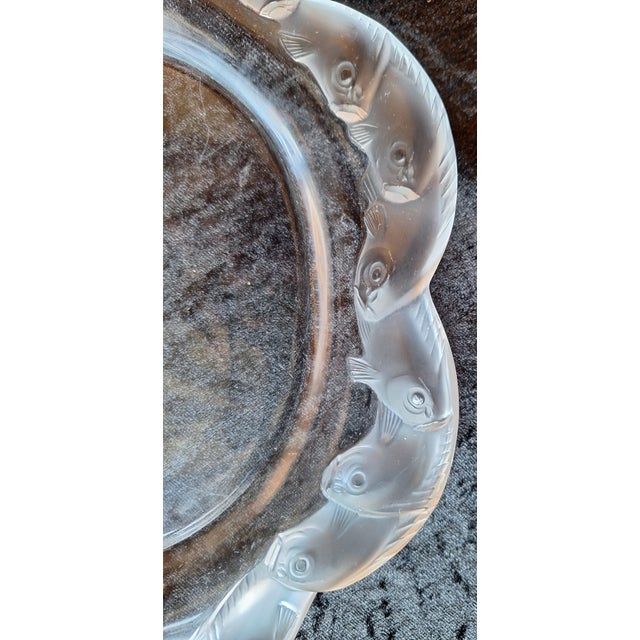 Vintage French Fish Serving Platter in Satin-Finished Crystal Glass by Lalique, 1970s For Sale - Image 4 of 6