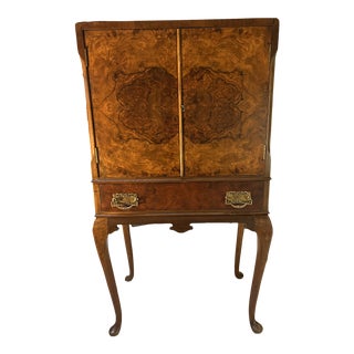 1930s Vintage Dry Bar With Wine Rack Drawer and Original Accessories For Sale