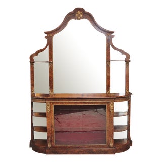 Antique 19th Century Burr Walnut Mirror Credenza, 1860s For Sale