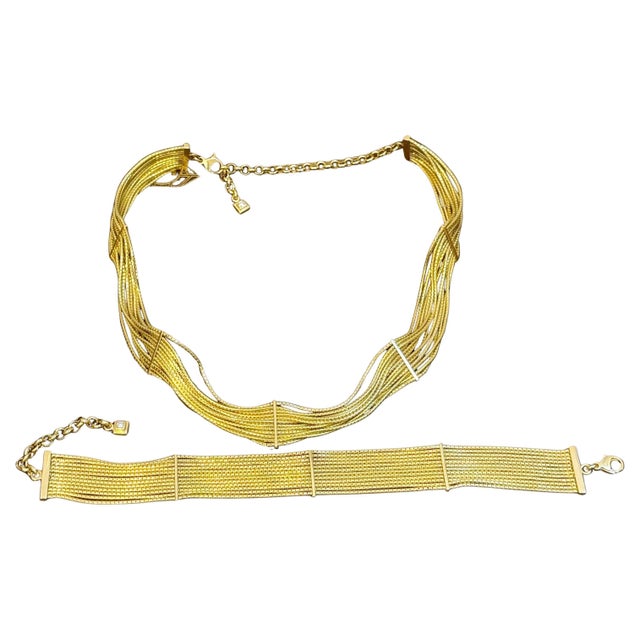 H. Stern Filaments Collection 18ky Gold Choker Necklace & Bracelet Set, 85 Gm For Sale - Image 4 of 8