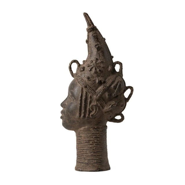 African Benin Bronze Portrait Figure Nigeria For Sale - Image 3 of 5