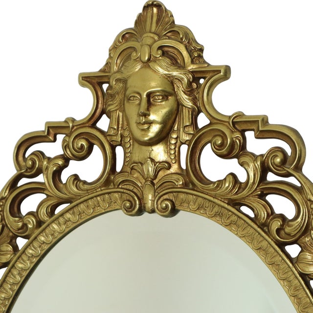 Beautiful and very high-quality French crested mirror in classic Louis XV style, made of yellow copper or brass, with a...