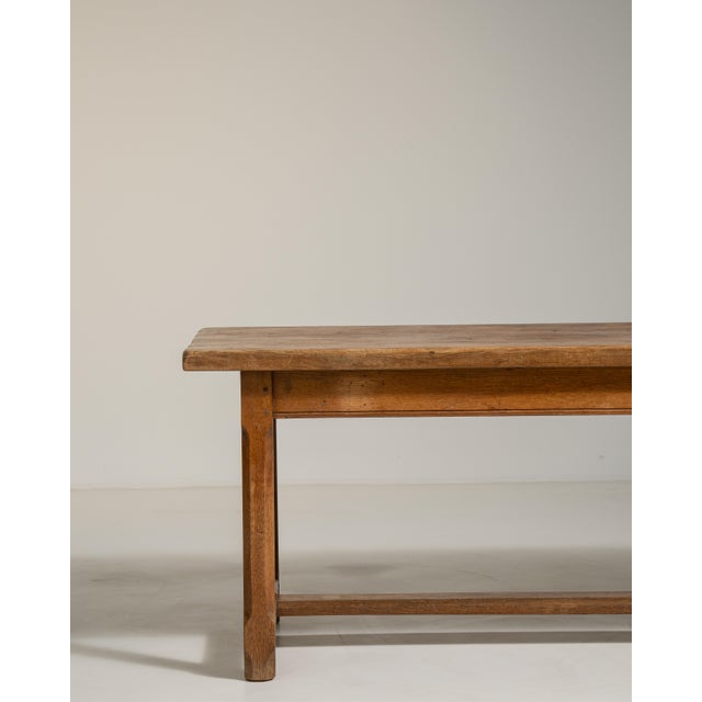 Art Deco Early 20th Century Oak Trestle Dining Table For Sale - Image 3 of 7