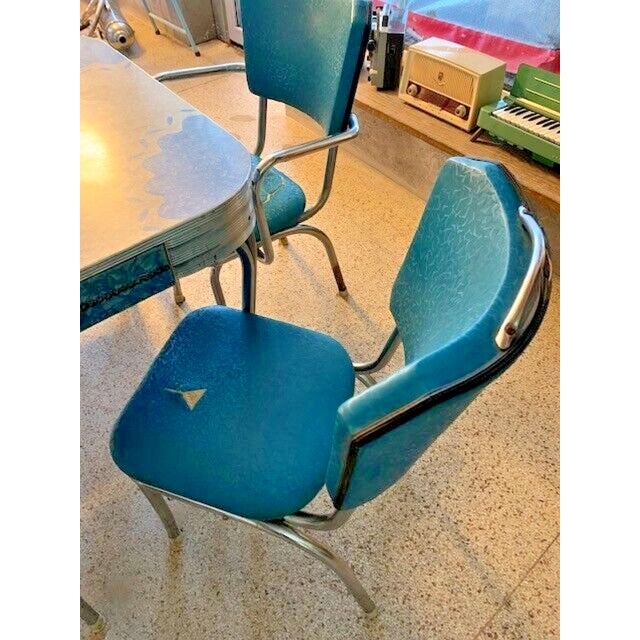 Extendable Dining Table with Chairs, 1950s, Set of 7 For Sale - Image 4 of 6