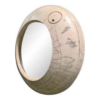 1980s Studio Ceramic Framed Mirror For Sale