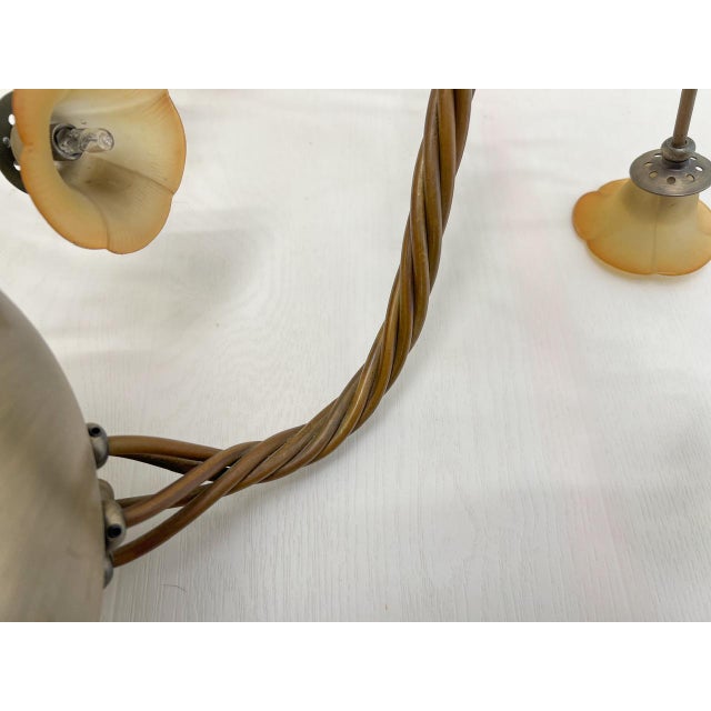 Wrought Brass & Iron Flower Shaped Wall Lamps, 1970s, Set of 2 For Sale - Image 13 of 18