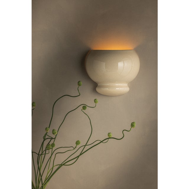 Contemporary Mitzi Pia 10 in. 1 Light Wall Sconce in Aged Brass and Ceramic Butter Crackle Finish For Sale - Image 3 of 13