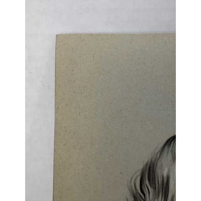 1940s Original t.e. Schrock Signed Graphite Illustration of Child Portrait, 10.5 × 8.25 In. For Sale - Image 4 of 6