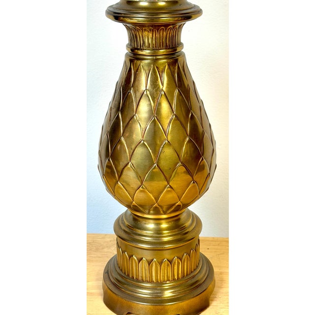 Metal Pair of Hollywood Regency Brass Artichoke Table Lamps by Stiffel, 1960s For Sale - Image 7 of 15