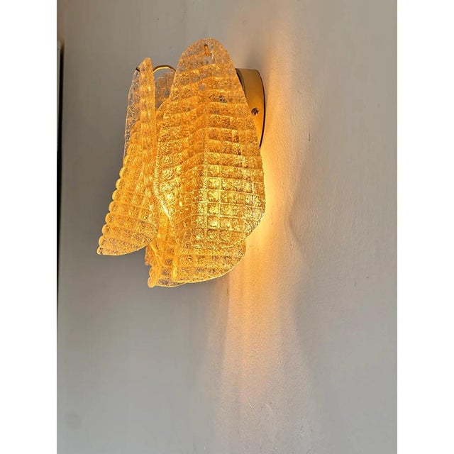 Sculptural Gold Granigli Rondini Murano Glass Wall Lamps by Simoeng, Set of 2 For Sale - Image 6 of 12