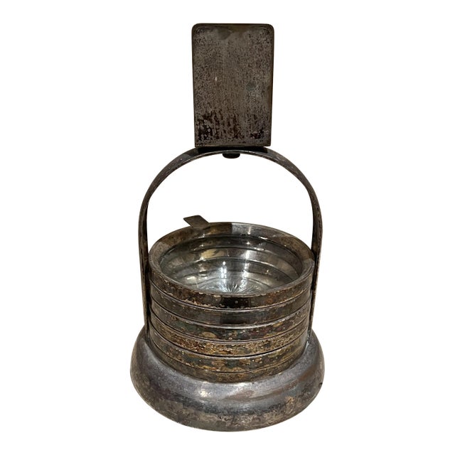 European Cut Crystal Silver Ashtray Stackable Set of 5 For Sale