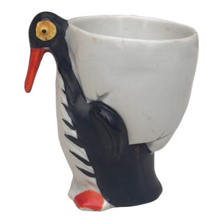 German Porcelain Majolica Penguin Egg Cup, Circa 1920 For Sale