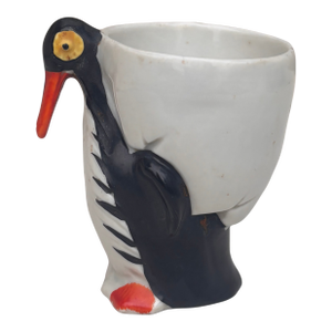 German Porcelain Majolica Penguin Egg Cup, Circa 1920