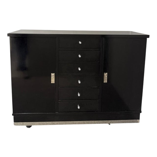 Art Deco Black Sideboard, 1920s For Sale
