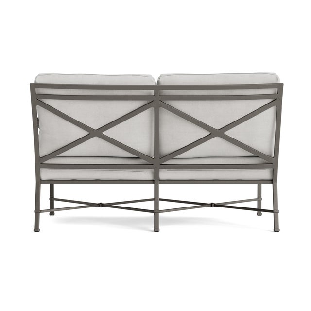 Brown Jordan Brown Jordan Venetian Right Arm Loveseat, Mica frame with Fusion Dove fabric For Sale - Image 4 of 11