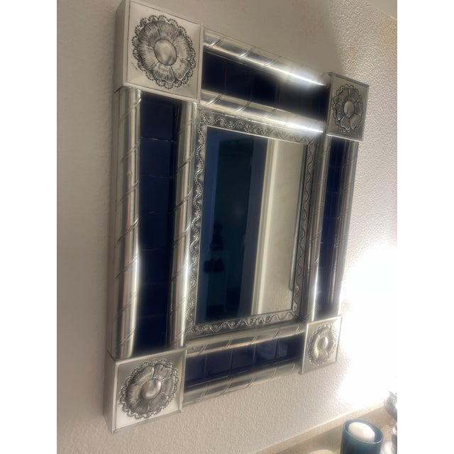 Mexican Blue/Silver Mirror For Sale - Image 10 of 11