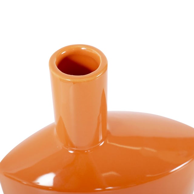 Orange Valencia Askewed Tall Bottle Vase For Sale In Chicago - Image 6 of 11