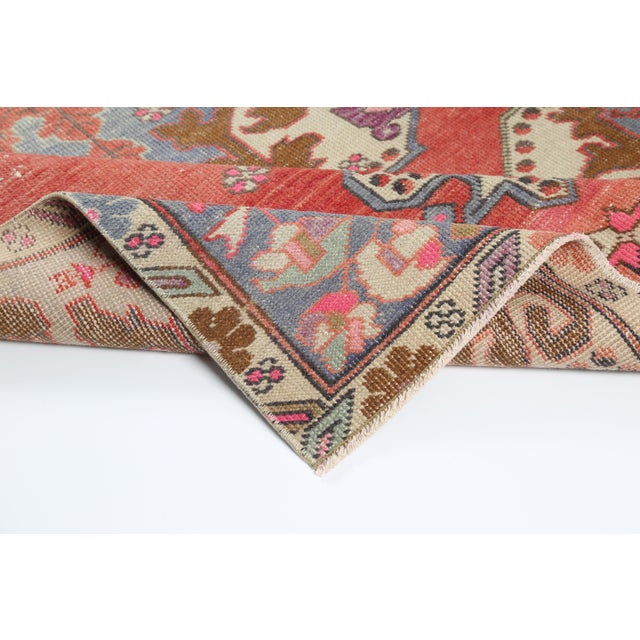 Textile Vintage Tribal Konya Rug – Handwoven Anatolian Wool in Rich Red, Indigo, and Cream - 4' 2'' X 7' 3'' For Sale - Image 7 of 9