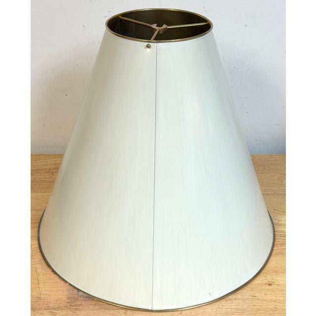 Late 20th Century French Modern Brass & Parchment Enamel Lamp Shades, Style of Royère - a Pair For Sale - Image 13 of 14