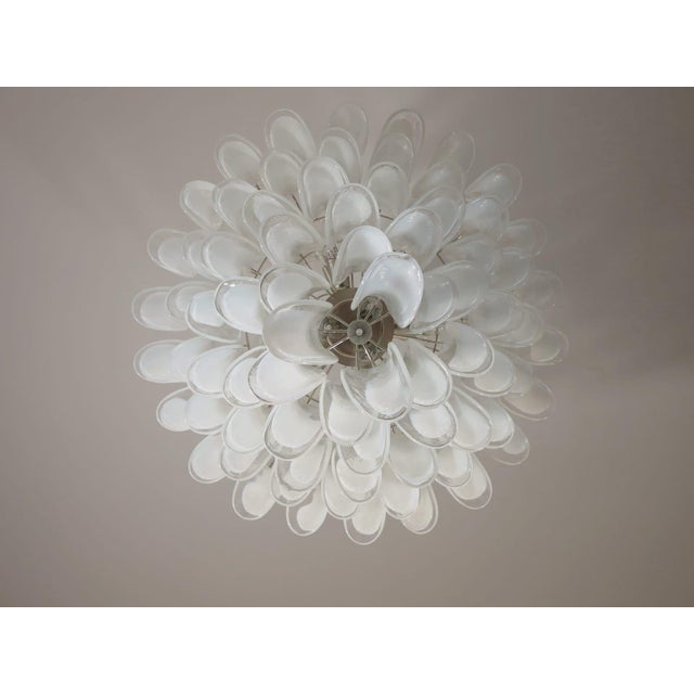 Metal Italian Murano Glass Chandelier in Opal and Clear White from Justfurnituress SRL For Sale - Image 7 of 13