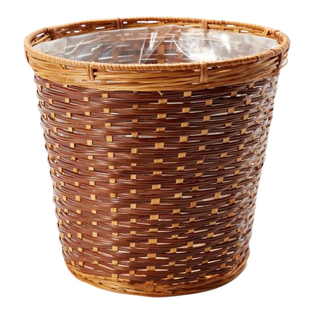 1970s Natural Wicker Wastebasket or Planter Chairish
