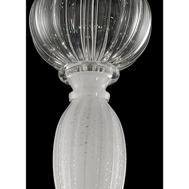 Elegant design for this chandelier with hand-made white and silver leaf in Murano glass For classical and modern...