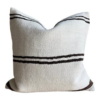 Vintage Rug Pillow Cover With Stripes For Sale