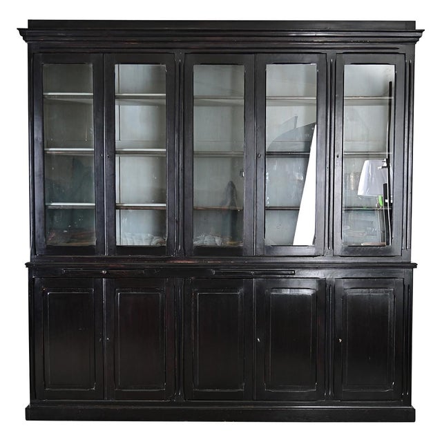 English Antique Painted & Ebonized Large Bookcase For Sale In Baton Rouge - Image 6 of 14