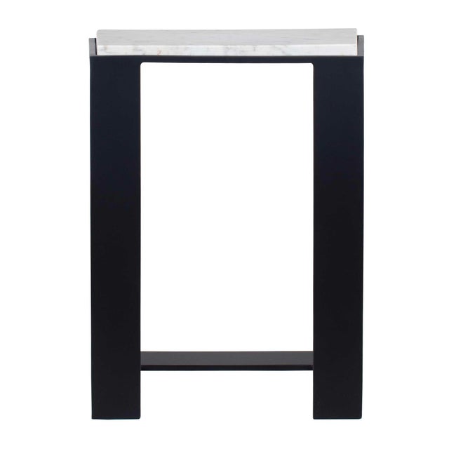Black Kenora White Marble Accent Table For Sale - Image 8 of 11