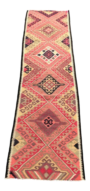 Turkish Anatolian Herki Kilim Runner-2′10″ × 11′1″