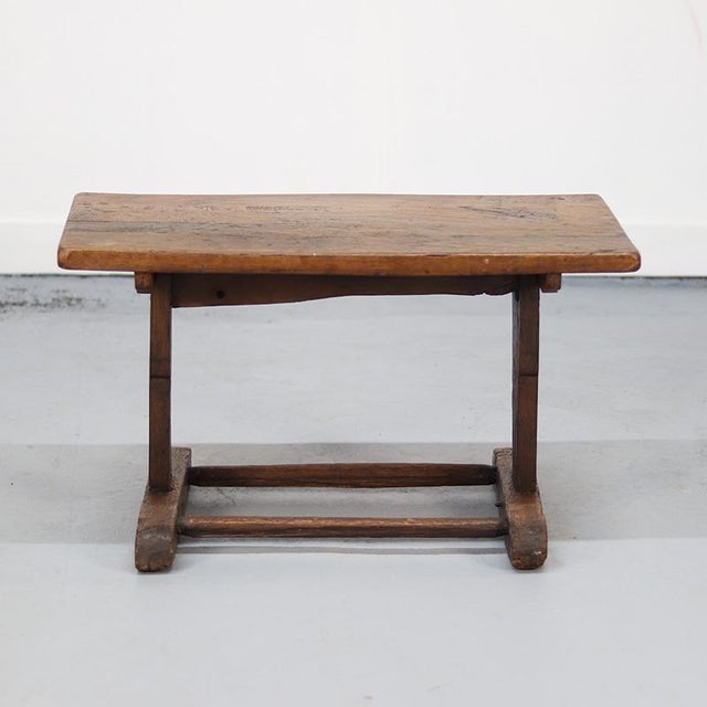 Rustic Farmhouse Wabi Sabi Primitive Side Table from Oak For Sale - Image 10 of 10