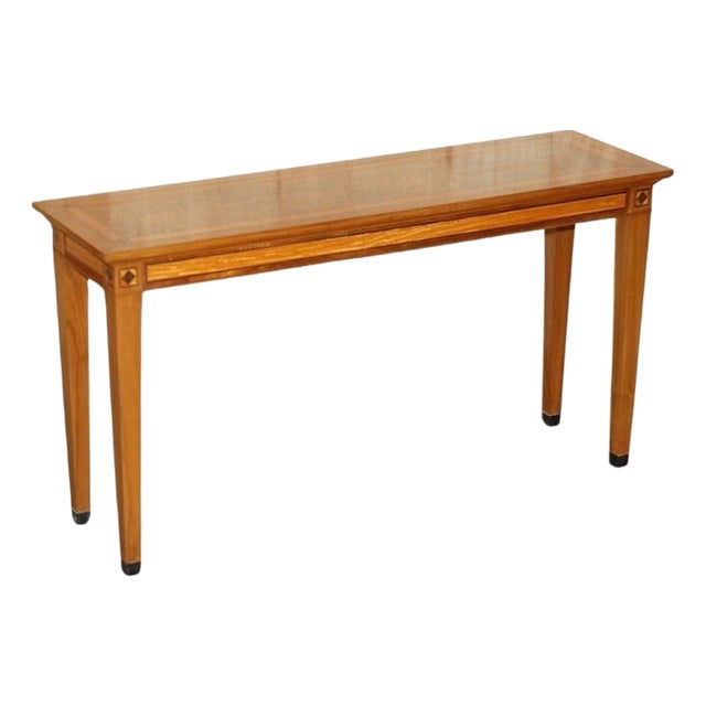 Stunning Vintage 1994 David Linley Burr Walnut Amboyna Wood Large Console Table For Sale