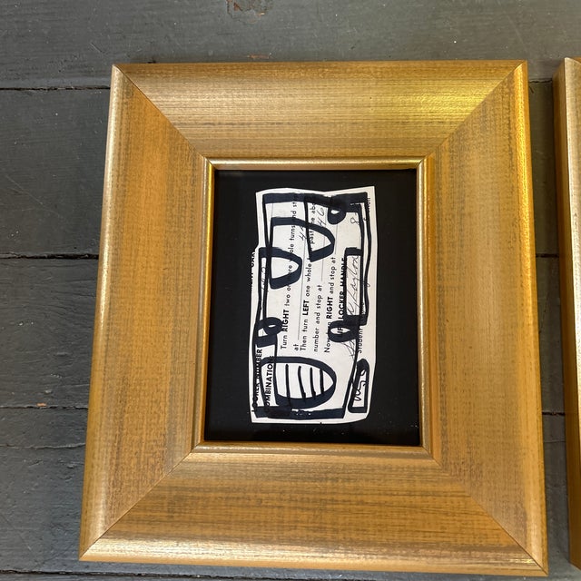 Set of three contemporary original abstract marker drawings by Wayne Cunningham. Each drawing measures approximately 3x5...