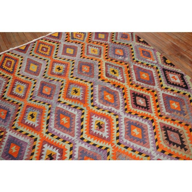 Vintage Zabihi Collection Bright Dazzling Bohemian Turkish Kilim - 6' x 8'6" For Sale - Image 4 of 9