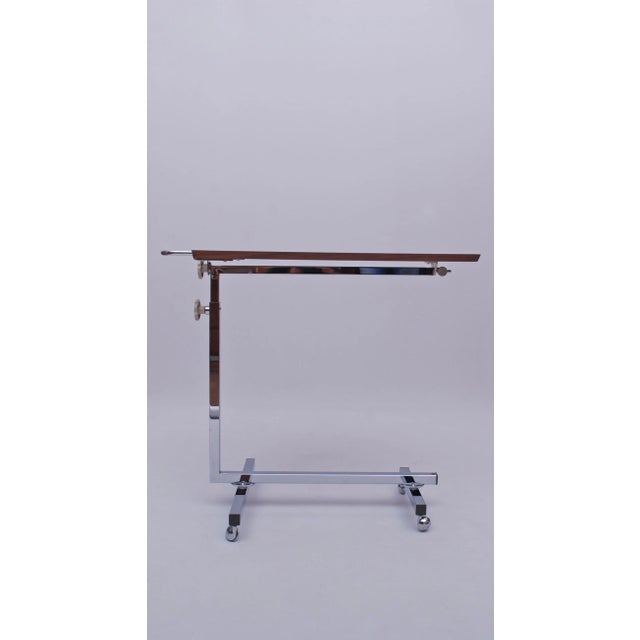 Wood Variett Side Table with Wheels, Chrome and Wood Look from Bremshey, 1960s For Sale - Image 7 of 10
