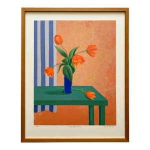 Carol Chapman Vintage 1994 Contemporary Limited Edition Framed Hand Signed Pop Art Silkscreen Print " Tulips for Nana " 1992