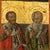 Black Antique 18thC Greek Orthodox Triptych Icon Virgin Mary & Saints Egg Tempera 1700 For Sale - Image 8 of 18