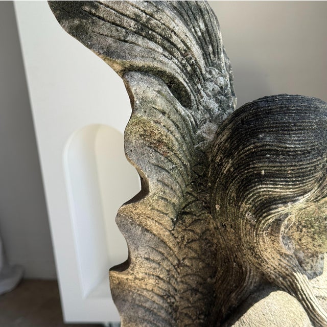 Unknown, Traditional Indonesian Mermaid Sculpture in Volcanic Limestone, 1980s, Stone For Sale - Image 4 of 10